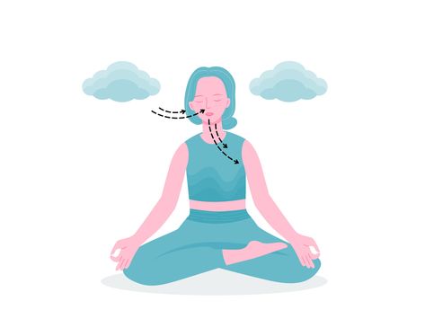 Breathing Illustration, Breath Illustration, Breathing Art, Woman Meditating, Breathing Meditation, Meditation Art, Drawing Quotes, Paper Illustration, Breathing Exercises