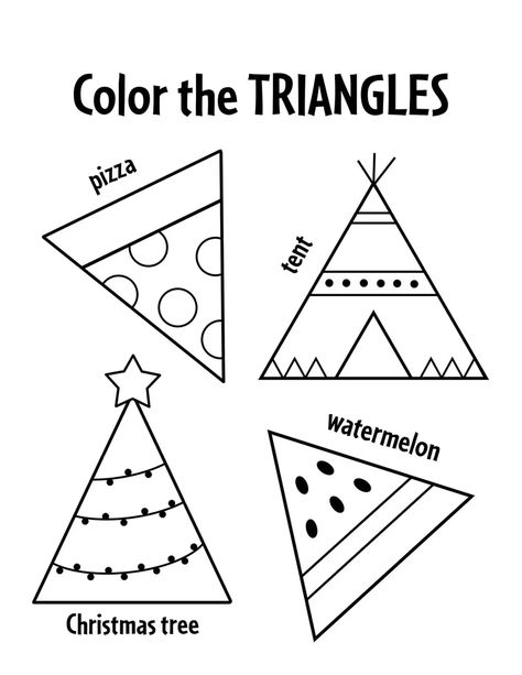 Triangle Shape Worksheets For Preschool, Shapes Preschool Printables, Chinese Worksheet, Triangles Activities, Shape Worksheets For Preschool, Room Crafts, Shapes Worksheet Kindergarten, Shape Activities Preschool, Shape Coloring Pages