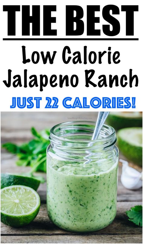 Homemade Jalapeño Ranch Dressing Recipe {Just 22 Calories} Low Calorie Ranch Dressing, Jalapeño Ranch Dressing, Homemade Jalapeno Ranch Dressing, Healthy Ranch Dressing Recipe, Low Calorie Salad Dressing, Low Calorie Sauces, Jalapeño Ranch, Jalapeno Ranch Dressing, Healthy Dressing Recipes