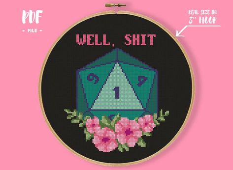 Couture, Dice Embroidery, Star Trek Cross Stitch, Geeky Decor, Geeky Cross Stitch Patterns, Geeky Cross Stitch, Geeky Humor, Nerd Crafts, Xstitch Patterns