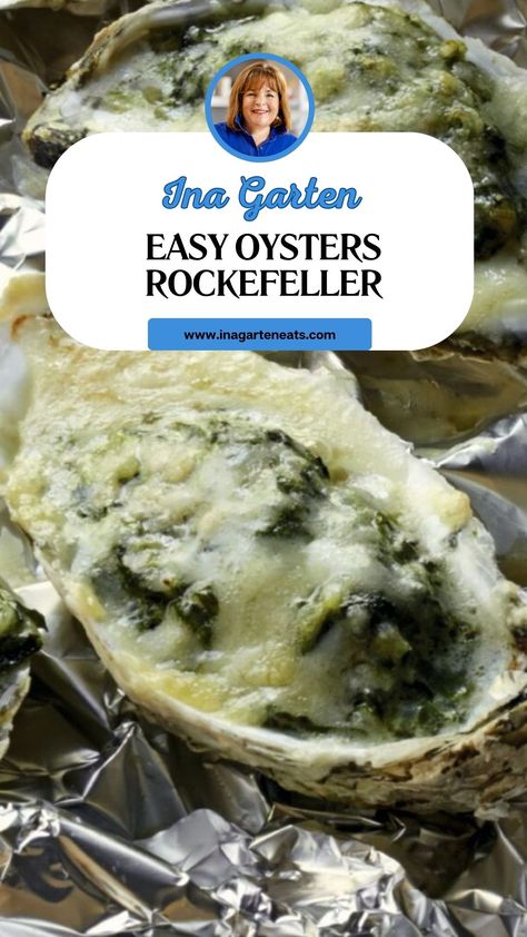 Ina Garten Easy Oysters Rockefeller Ina Garten Oysters Rockefeller, Oyster Rockefeller Recipe No Shell, Oysters Rockefeller Recipe Easy, Canned Oysters Rockefeller, Oysters Rockefeller Recipe, Oyster Rockefeller Recipe Baked, Oyster Rockefeller, Fried Oysters Easy, Oyster Recipe