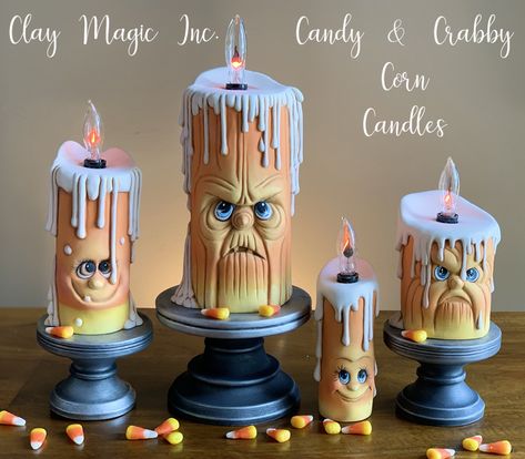 Clay Magic - Gallery Creepy Candles, Moldes Halloween, Clay Slip, Ready To Paint Ceramics, Paint Ceramic, Halloween Clay, Ceramic Decoration, Adornos Halloween, Group Project