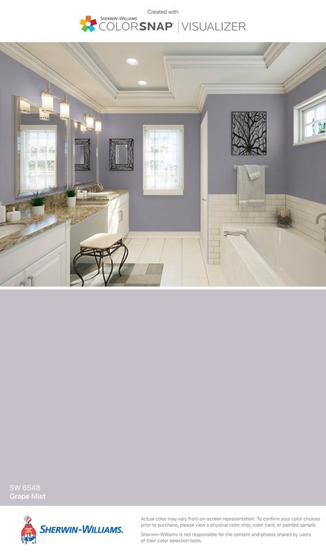 Sherwin-Williams grape mist Interior Paint Colors Schemes, Farmhouse Paint Colors, Farmhouse Paint, Sherwin Williams Paint Colors, Room Paint Colors, 아파트 인테리어, Bad Design, Interior Paint Colors, Tile Flooring