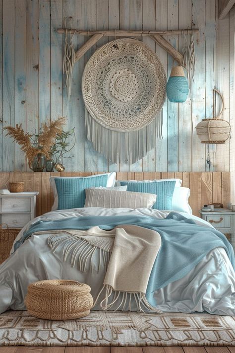 29 Beachy Boho Bedroom Ideas to Channel Coastal Bliss - My Elegant Home Boho Beach Bedroom, Beachy Boho Bedroom, Boho Coastal Bedroom, Ocean Themed Bedroom, Beachy Bedroom, Beach Themed Bedroom, Boho Bedroom Ideas, Beachy Boho, Beach Bedroom