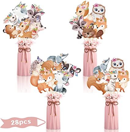 Baby Girl Woodland Shower Ideas, Pink Woodland Baby Shower Theme, Girl Forest Baby Shower, Deer Themed Baby Shower Girl, Woodland Baby Shower Decorations, Girl Woodland, Forest Baby Showers, Fox Baby Shower, Baby Shower Woodland Theme