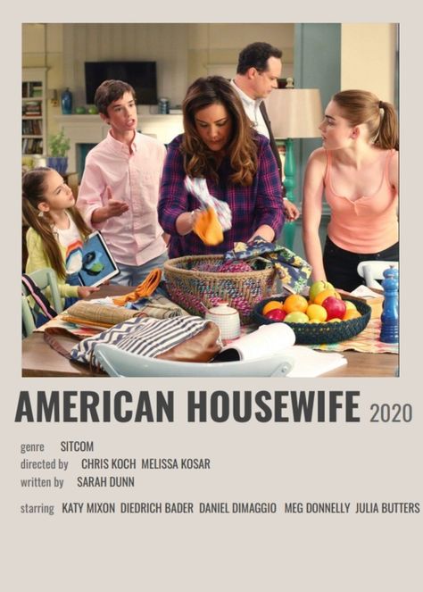 American Housewife Poster, American Housewife Aesthetic, American House Wife, Sitcoms To Watch, Daniel Dimaggio, Black Love Movies, Mad Movies, Summer Movies, American Housewife