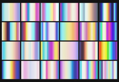 Rainbow metallic gradients with holographic colors vector templates Vector | Premium Download Holographic Gradient, Hologram Colors, About Rainbow, Doodle Art For Beginners, Sacred Geometry Patterns, Collection Illustration, Rainbow Metal, Stem For Kids, Geometry Pattern