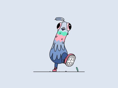 Monday-to-Friday Pigeon instagram feather pigeon faux 3d frame by frame walk cycle bird character animation gif Cute 2d Animation, Cute Character Animation, Bird Cartoon Character, Pigeon Animation, Character Walk Cycle, Crow Animation, Cycle Animation, Walking Cycle, Pigeon Character