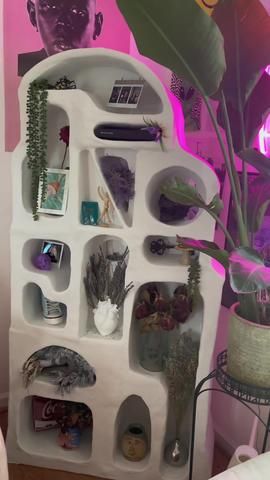 Replying to @lillianabarrios ask and you shall recieve:) comment any q... | plaster shelf | TikTok Shelf Diy Cardboard, Paper Mache Shelf, Diy Cardboard Shelf, Plaster Shelf, Apartment Crafts, Plaster Decor, Apartment Things, Diy Plaster, Diy Leather Bracelet