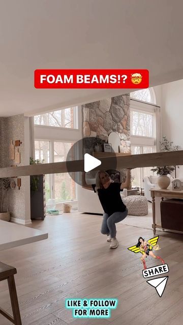 Redo Spaces • DIY • Interior Design • Remodel • Home on Instagram: "Wood Beams Made of Foam 🤩👇 

This is an awesome DIY video from @comestayawhile it looks like a real wood beam but no it’s foam! So much great DIY on her page!

She scored these beams from @architecturaldepot Heritage Timber Faux Beams 🤩 

Follow @redospaces for more great DIY ideas and content from around the 🌎 

#redodpaces #diy #foamprojects #woodbeams #buildityourself #beamdesigns #handmadehome #foamcrafting #creativeconstruction #structuralbeauty #homemademodern #artisanalarchitecture #innovativeinteriors #foam #craftersofinstagram #easydiy #diyshop #crafty #craftylife #remodel #diyidea #foamposite #homeremodeling #homeremodel #renovationideas #remodelingideas #houseremodel #fixerupperstyle #homerenovations #hometr Diy Wood Ceiling Beams, Diy Foam Wood Beams, Faux Foam Beams, Foam Faux Wood Beams, Beam Covering Ideas Living Rooms, Foam Wood Beams, Beam Covering Ideas, Kitchen Ceiling Beams, Diy Faux Beams