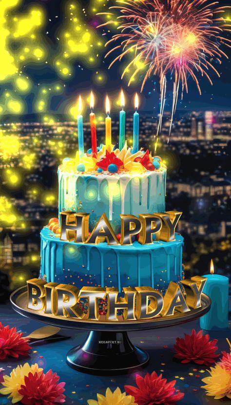 Happy Birthday Gif Animation, Animated Birthday Greetings, Happy Bday Cake, Happy Birthday Fireworks, Happy Birthday Animated, Birthday Gif Images, Birthday Animated Gif, Animated Birthday Cards, Happy Birthday Gif Images