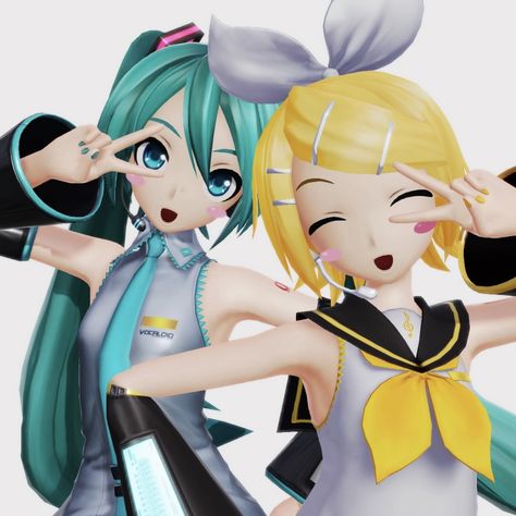 Rin And Miku, Miku And Rin, Rin Vocaloid, Rin Cosplay, Kagamine Rin And Len, Miku Vocaloid, Vocaloid Characters, Great Friends, Hatsune Miku