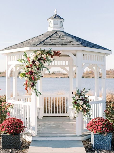 Wedding Decor For Gazebo, Outside Gazebo Wedding Ideas, Gazebo Decor For Wedding, Gazebo Decorating Ideas Wedding Simple, Wedding Decor Gazebo, Decorated Gazebo For Wedding, Gazebo Ideas Backyard Wedding, Wedding Gazebo Decorations Outdoor Fall, Gazebo Arch Wedding