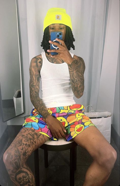 Rapper Tattoos Ideas, Calf Sleeve Tattoo, Swag Tattoo, Vlone Clothing, Arm Tattoos Black, Leg Sleeve Tattoos, Leg Tattoo Ideas, Black Men Tattoos, Drippy Fits