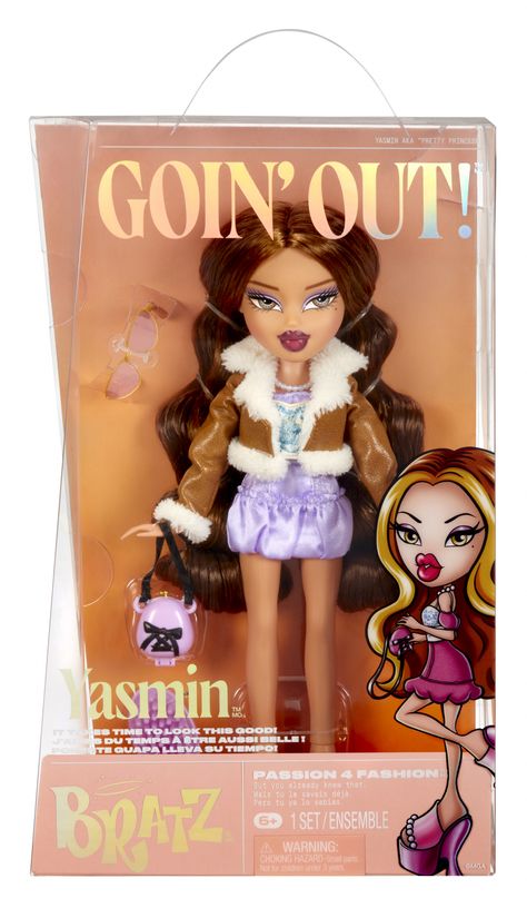 Bratz Goin’ Out dolls - YouLoveIt.com Lavender Tulle Dress, Lavender Purse, Regal Style, New Barbie Dolls, Floral Corset Top, Bratz Doll Outfits, Brat Doll, Brown Faux Leather Jacket, Disney Princess Dolls