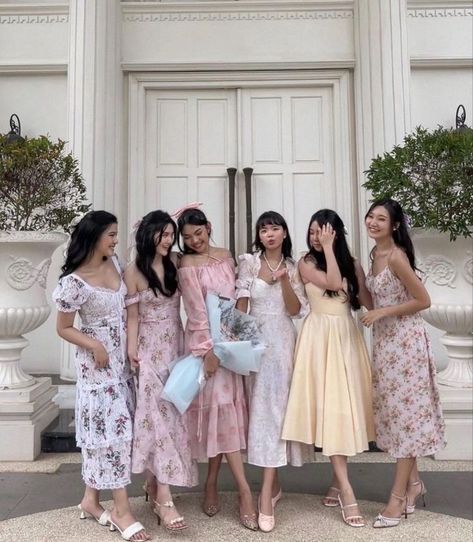 Cute Pink Outfits Aesthetic Dresses, Tea Party Outfit Inspiration, Fairy Tea Party Aesthetic Outfit, Pink Tea Party Outfit, Feminine Bachelorette Party, Coquette Tea Party Outfit, Tea Party Inspo Outfits, Couqutte Dress, Victorian Tea Party Outfit