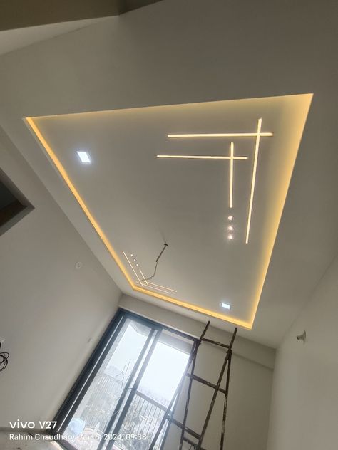 Pop False Ceiling Design Profile Light, Profile Light Ceiling Design For Living Room, Profile Light Ceiling, Profile Light Ceiling Design, Homemade Projector, Profile Lights, Architectural Thesis, Architecture Ceiling, Celing Light