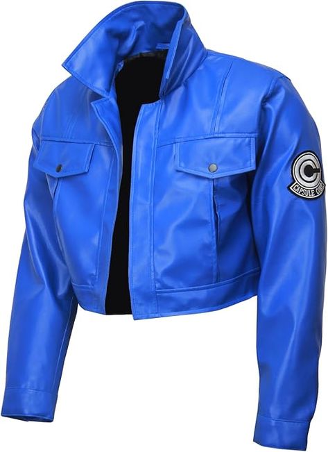 Leatherobe Dragoon The Ball Capsule Corp Z Blue Future Trunks Cropped Leather Jacket at Amazon Women's Coats Shop Blue Leather Outfit, Iconic Anime, Future Trunks, Blue Leather Jacket, Cropped Leather Jacket, Timeless Dress, Futuristic Fashion, Epic Journey, Suit Up