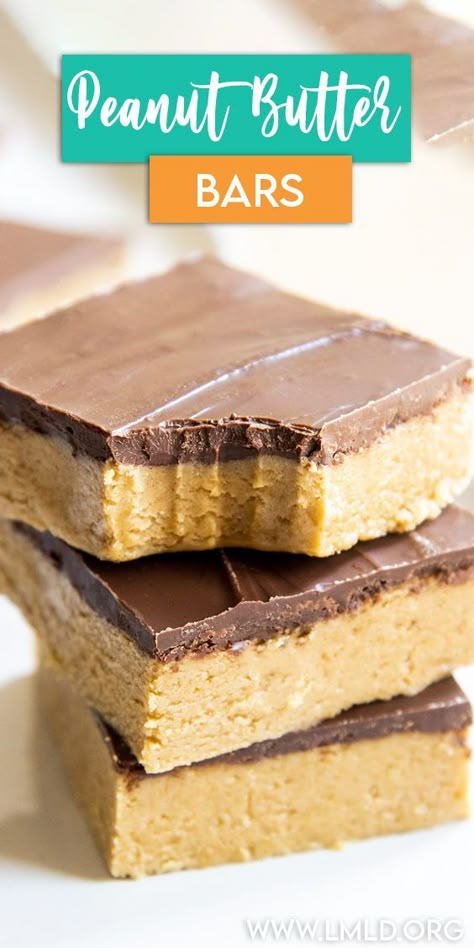 These no bake peanut butter bars are creamy, rich, and decadent. They’re only 5 ingredients, and the perfect chocolate and peanut butter treat. Peanut Butter Desserts Easy, Buckeye Bars, No Bake Peanut Butter Bars, I Lost 100 Pounds, Peanut Butter Bars Recipe, Chocolate Peanut Butter Bars, Fast Desserts, Peanut Butter No Bake, No Bake Peanut Butter