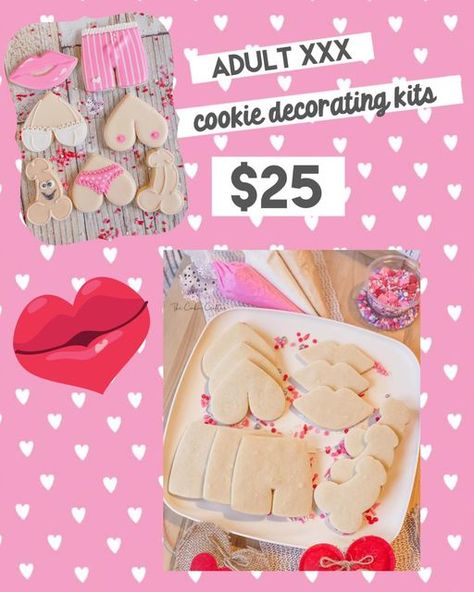 The Cookie Crafter on Instagram: "In case you missed it: I’m offering ADULTY cookie decorating kits for valentines day! Order by following the link below! (Link in bio for Instagram users): https://docs.google.com/forms/d/e/1FAIpQLSecXdnMKtgNMaaNHTfT1xHV6_b42MScsq31-awaO45byzdlLg/viewform?fbclid=IwAR0-4SETLcoV1vSa8wwyfBpP_IJbTPvfH6qET3cxuqjUWdk8KhgHZd0xqLg&mibextid=Zxz2cZ #cookiedecorating #bachelorettecookies #peniscookies #adultcookies #valentinesdaycookies #kalamazoomichigan" Diy Cookie Kits, Diy Cookie Kit, Bio For Instagram, Cookie Kits, Bachelorette Cookies, House Cookies, Valentines Cookies, Cookie Decorating Kits, Cookie Kit