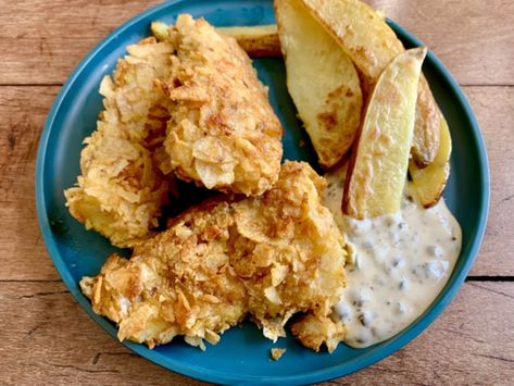 Potato Chip Crusted Fish, Air Fryer Fish And Chips, Salmon Appetizer Recipes, Oven Baked Cod, Air Fryer Potato Chips, Recipe For Air Fryer, Fish N Chips Recipe, Paleo Fish, Seafood Meals