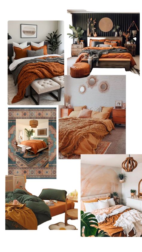 Burnt Orange Bedroom Ideas, Burnt Orange Bedding, Orange Bedroom Ideas, Burnt Orange Bedroom, Orange Bedroom, Orange Bedding, Bedroom Orange, Bedroom Decor Inspiration, Pink Room