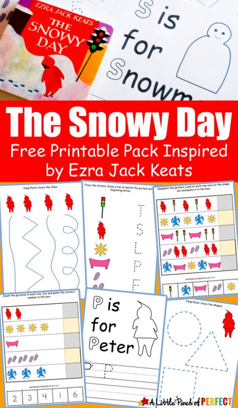 Snag this Free The Snowy Day Printable Pack at A Little Pinch of Perfect. Kids will trace and write letters, color pictures from Peter's day, and more with The Snow Day Book Activities, A Snowy Day Activities Preschool, The Snowy Day Activities Preschool, Snowy Day Book Activities, The Snowy Day Book, January Preschool, The Snowy Day, Winter Theme Preschool, Ezra Jack Keats