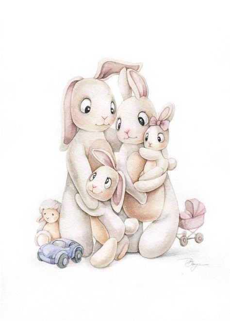 Vom Avea Un Copil, Bunny Buns, Baby Illustration, Baby Clip Art, Cute Paintings, Bunny Art, Art Cartoon, Frame Art, Baby Art