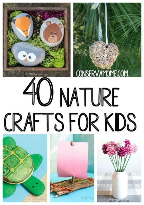 A round up of 40 Creative Nature Crafts For Kids that will inspire creativity in your kids. With tools that can easily be found at their fingertips. #craftsforkids #outdoorfun Nature Crafts For Kids, Labor Day Crafts, Fall Crockpot, Summer Camp Crafts, Homeschool Crafts, Summer Fun For Kids, Summer Crafts For Kids, Outdoor Crafts, Crafts Easy