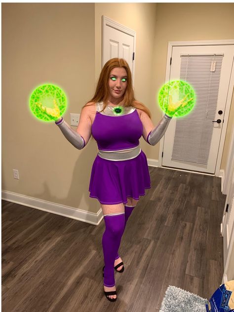 Plus Size Starfire Costume, Diy Star Fire Costume, Plus Size Starfire, Starfire Cosplay Costume, Star Fire Costume Diy, Diy Starfire Costume, Starfire Costume Diy, Star Fire Costume, Robin Halloween Costume