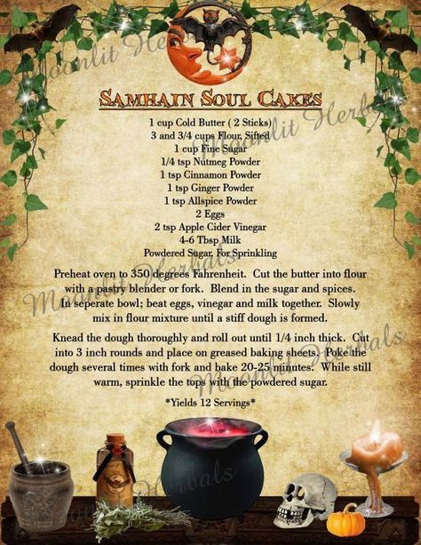 Samhain Soul Cake Recipe Witch Cookbook, Pagan Recipes, Digital Book Of Shadows, Witchy Recipes, Soul Cakes, Samhain Recipes, Colcannon Recipe, Witch Recipes, Wicca Recipes