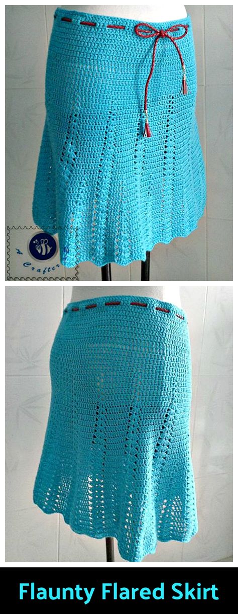 Crochet Skirt Free Pattern, Flared Skirt Pattern, Crocheted Skirt, Skirt Crochet, Crochet Skirt Pattern, Chic Crochet, Crochet Skirts, Skirt Tutorial, Crochet Fashion Patterns