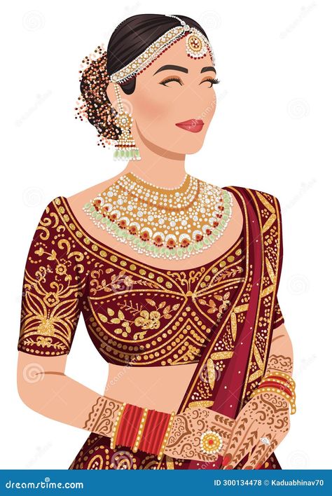 Indian Bridal Drawing, Bridal Illustration Indian, Bride Caricature, Bridal Drawing, Couple Template, Bride Illustration, Bride Fashion Illustration, Couple Illustration Wedding, Coreldraw Design