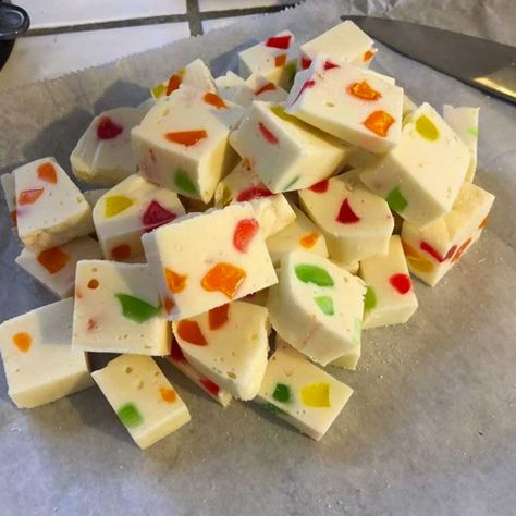 Nugget Candy Recipe, Nugget Bars, Dump Cobbler, Gumdrop Nougat, Nugget Candy, Nougat Candy, Candy Recipe, Candy Recipes Homemade, Gum Drops