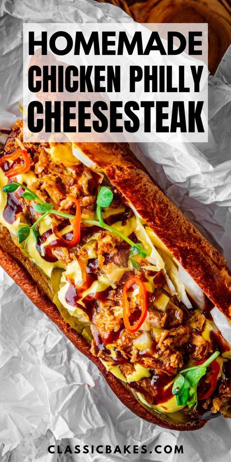 How To Make Chicken Philly Cheesesteak, Chicken Bacon Ranch Philly Cheesesteak, Chicken Philly Cheesesteak Sauce, Homemade Chicken Cheesesteak, Chicken Philly Wrap, Chicken Hoagie Philly Cheese, Chicken Hoagie Recipes, Shaved Chicken Cheesesteak, Ground Chicken Cheesesteak