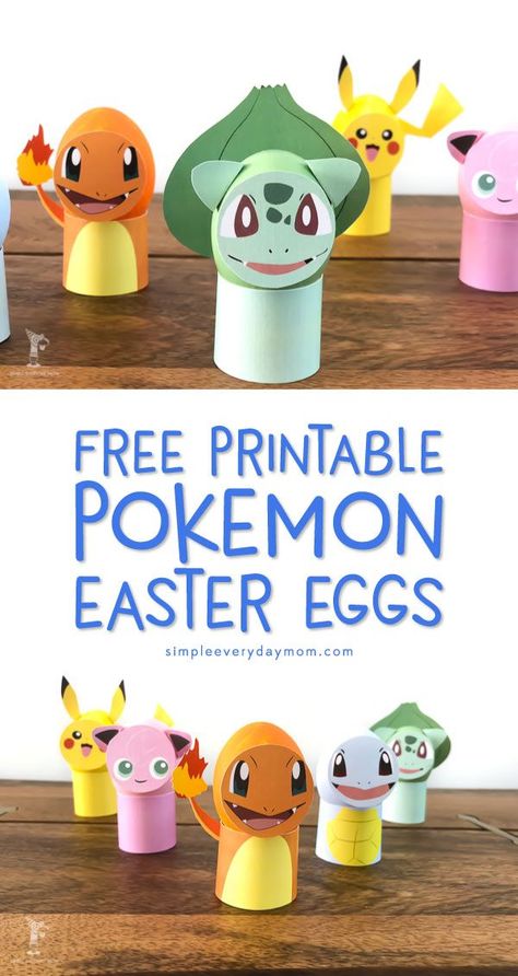 Free Printable Pokemon Easter Eggs | Kids will have so much fun making these easy Easter eggs! They're made paint and free printables so even toddlers can help. #pokemongo #eastereggs #pikachu Pokemon Easter Basket, Pokemon Easter Eggs, Easy Easter Eggs, Free Printable Pokemon, Easy Pokemon, Diy Pokemon, Pokemon Easter, 3d Pokemon, Easter Eggs Kids