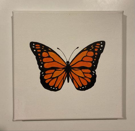 Brown Butterfly Drawing, Painted Butterfly Easy, Orange Butterfly Drawing, Orange Butterfly Painting, Butterfly Painting Easy, Simple Wall Paintings, Doodle Art Flowers, Butterfly Art Painting, Easy Mandala Drawing