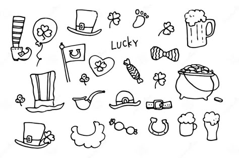 Vector Set of Doodles for St. Patrick`s Day on March 17 Stock Vector - Illustration of ireland, background: 210582900 St Patrick’s Day Doodles, Ireland Background, March Doodles, Arrow Doodle, Calendar Doodles, Text Dividers, Doodle Borders, Graphic Design Elements, March 17