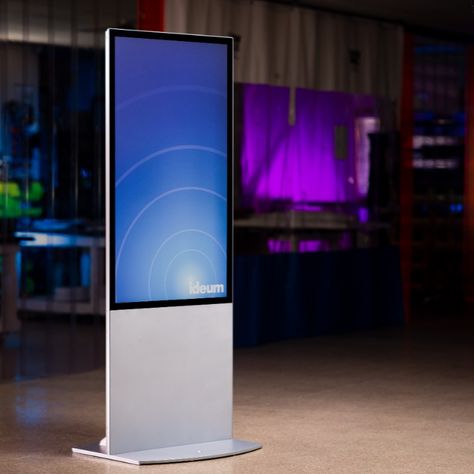 The Ideum Portrait kiosk is an all-in-one multitouch and motion-based interactive kiosk with a 55" 4K Ultra HD display. The Portrait has a patented design and uses the best available commercial components from 3M, LG, Intel, and NVIDIA. This unique model is perfect for touch or touchless interactive experiences. Digital Display Screen, Interactive Screen, Acoustics Design, Interactive Kiosk, Interactive Kiosks, Multimedia Technology, Interactive Touch Screen, Lg Display, Innovation Lab