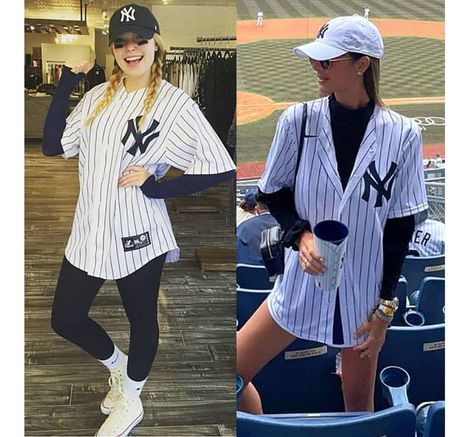 *2023*18 looks to wear (& avoid) to a baseball game with coworkers! Mlb Game Outfit Woman, Texas Rangers Outfit Women, Cold Baseball Game Outfit, Spring Baseball Game Outfit, Yankees Game Outfit, Cutoff Shorts Outfit, Texas Rangers Outfit, Baseball Game Outfit Women, Baseball Jersey Outfit Women