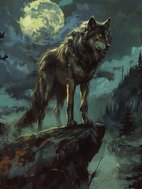 Fantasy Wolf Art, Fantasy Wolves Art, Wolf Illustration Art, Wolves Fantasy Art, Wolf Fantasy Art, Fantasy Dire Wolf, Magic Wolf Art, Evil Wolf, Magical Wolf Art