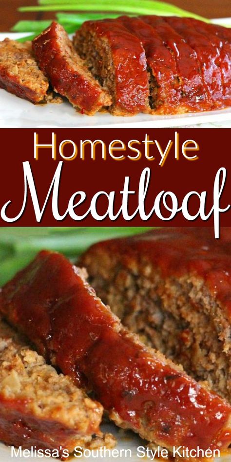 This Homestyle Delicious Meatloaf is good for the soul food #meatloaf #comfortfood #beef #easygroundbeefrecipes #deliciousmeatloaf #dinnerideas #dinner #southernfood #southernrecipes #melissassouthernstylekitchen #dinner #food #recipes Meatloaf Recipes Easy Beef, Paula Deen Meatloaf Recipes, Dinner Food Recipes, Meatloaf Recipes Food Network, Quick Meatloaf Recipes, Meatloaf Oatmeal Recipe, Homestyle Meatloaf, Tasty Meatloaf Recipe, Beef Meatloaf Recipes