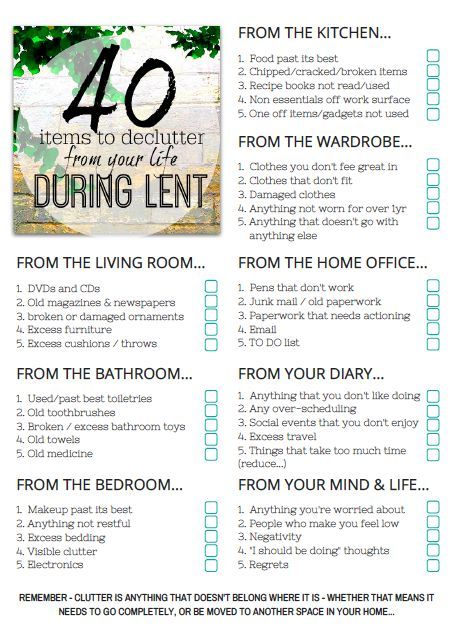 Declutter your home in 40 days with this amazing list of items to declutter during Lent. Be clutter free by Easter with these decluttering ideas. 1 a day! Lent Challenge, 40 Days Of Lent, Clutter Help, Things To Declutter, Decluttering Ideas, Declutter Challenge, Getting Rid Of Clutter, Declutter Your Life, Clutter Free Home