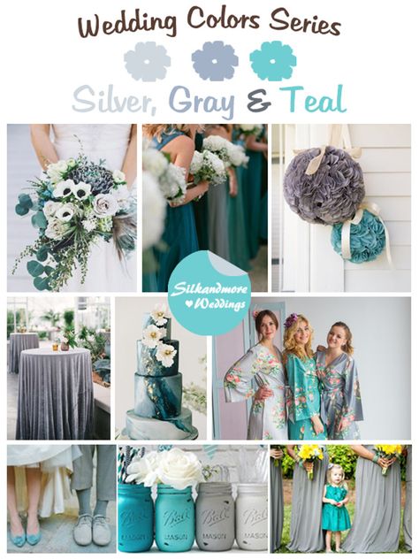 Teal Wedding Theme, Teal Wedding Colors, Gray Palette, Boho Wedding Colors, Wedding Color Palettes, Elegant Winter Wedding, Grey Wedding, Wedding Colors Blue, Teal Wedding