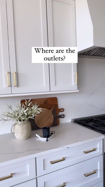 Kitchen Counter Outlets, Outlets In Countertop, Modern Electrical Outlets, Under Cabinet Outlet, Hiding Kitchen Outlets, How To Hide Outlets In Kitchen, Hide Outlets On Wall Kitchen, Hide Kitchen Outlets, Outlets In Quartz Backsplash