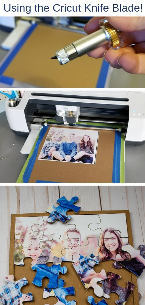 Knife blade Cricut projects! Learn how to make a puzzle with a photo using chipboard, a Cricut Maker and the knife blade. A fun and easy DIY gift using your own photo. #diygifts #cricutmaker Olinda, Make A Puzzle, Idee Cricut, Quick And Easy Crafts, Projets Cricut, Astuces Diy, Mason Jar Crafts Diy, Cadeau Diy, Easy Diy Gifts