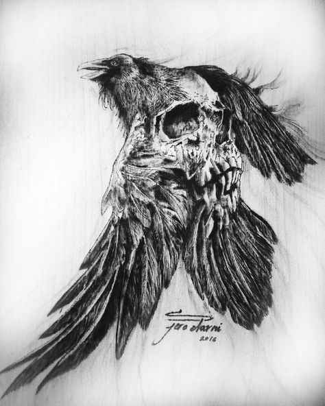 Crow With Skull Tattoo, Raven With Skull Tattoo, Nordic Raven Tattoo, Rabe Tattoo, Crow Tattoo Design, Viking Tattoo Sleeve, Tier Tattoo, Cool Half Sleeve Tattoos, Viking Raven