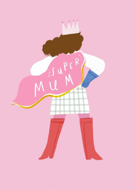 Show them you care with a personalised Super Mum Cape & Crown Mother's Day Card from Hallmark. Printed on premium-quality board, this card features a contemporary illustrated superhero mum in a heroic pose, complete with cape and crown, with the message 'Super Mum', and comes complete with a co-ordinating white envelope. This card is fully recyclable, and made of material from well-managed, FSC®-certified forests and other controlled sources. Blank inside to personalise your own message. Standar Super Mom Illustration, Mother Day Illustration, Cape Illustration, Mum Illustration, Mothers Day Stickers, Mothers Day Illustration, Superhero Illustration, Envelope Illustration, Heroic Pose