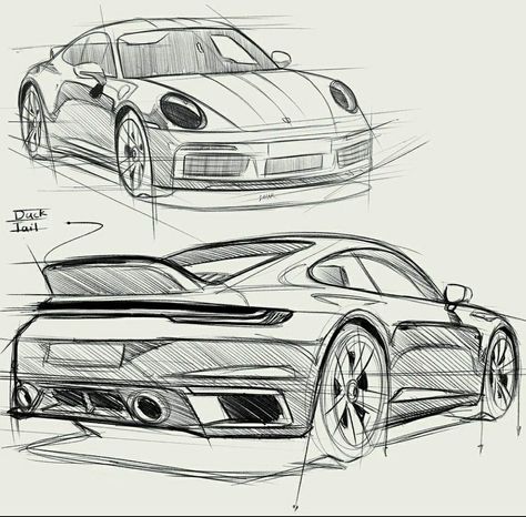 Car Tutorial Drawing, Old Car Drawing Sketch, Drawing Cars Sketches, Automotive Design Sketch, Car Sketch Simple, Car Design Sketch Draw, Porsche Sketch, Porsche Drawing, Auto Drawing