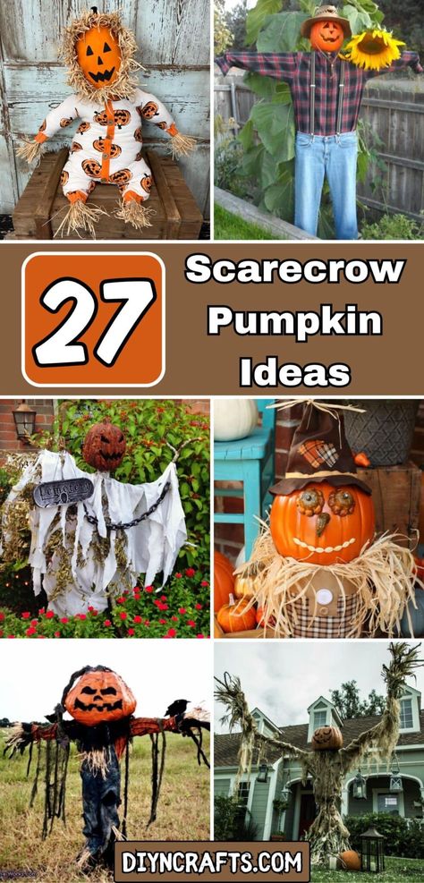 27 Scarecrow Pumpkin Ideas Scarecrow Cake, Scarecrow Painting, Scarecrow Pumpkin, Valentine Day Video, Scarecrow Doll, Diy Scarecrow, Scarecrow Crafts, Paper Mache Pumpkins, Creepy Pumpkin